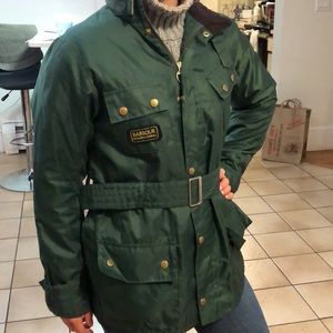 Girls XXL Army Green Barbour International jacket.